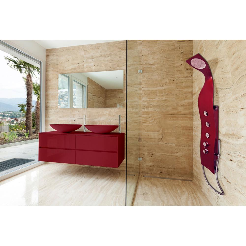 Aquatica Aquatica Elise Wall-Mounted Solid Surface Shower Panel in Red Matte