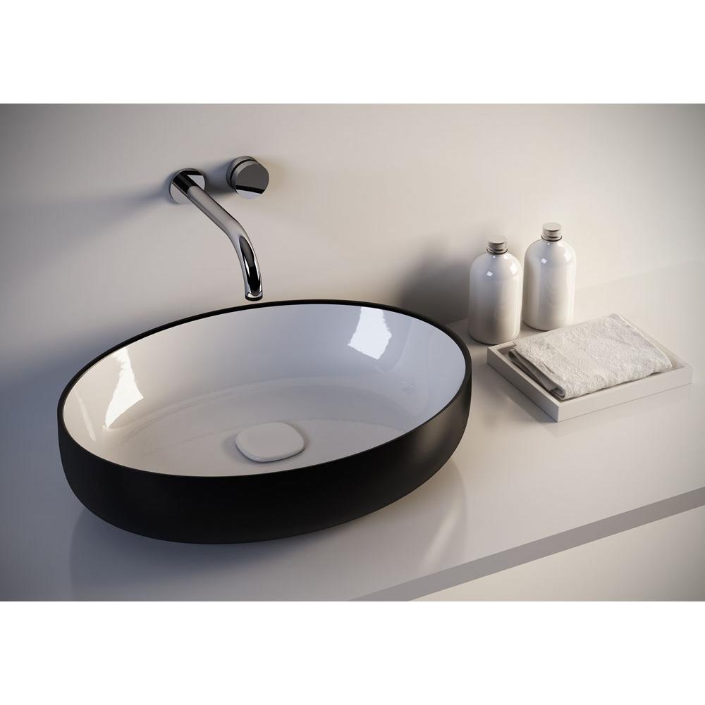Aquatica Aquatica Metamorfosi-Blck-Wht Oval Ceramic Bathroom Vessel Sink