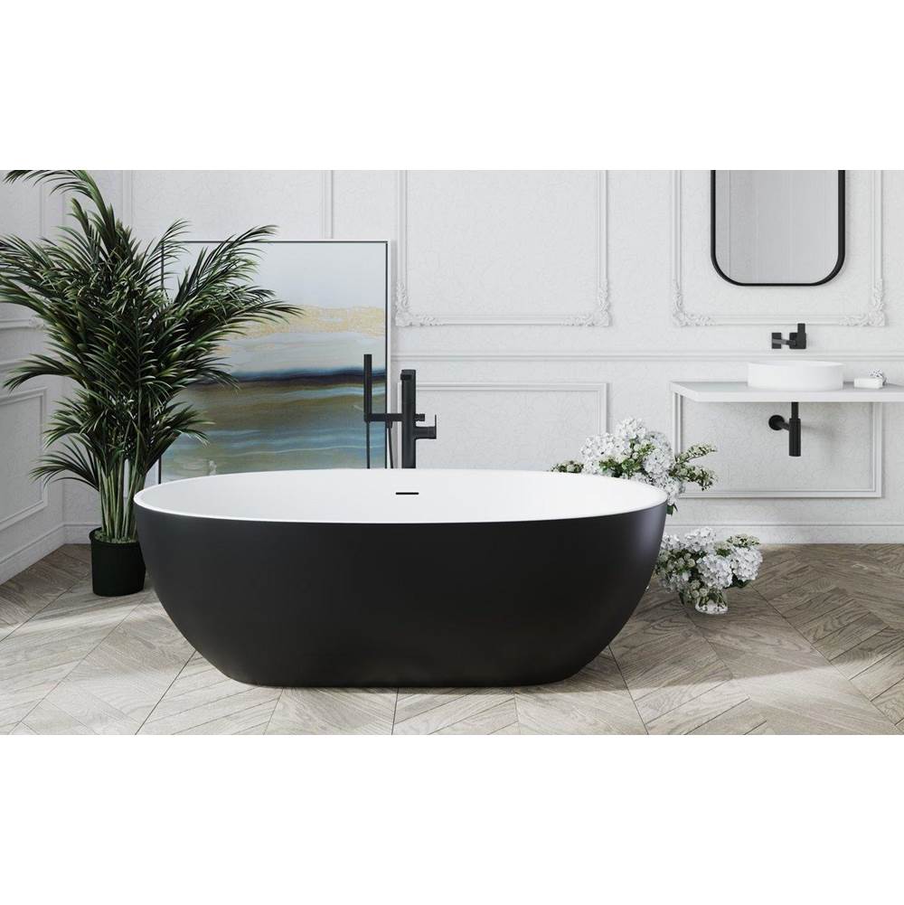Aquatica Aquatica Corelia-Blck-Wht™ Freestanding Solid Surface Bathtub