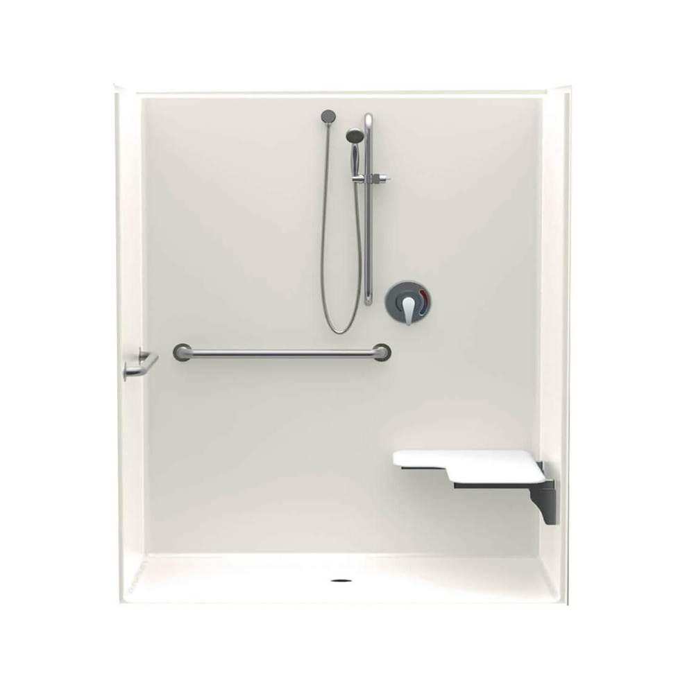 Aquatic 1603BFSC 60 x 34 AcrylX Alcove Center Drain One-Piece Shower in Biscuit