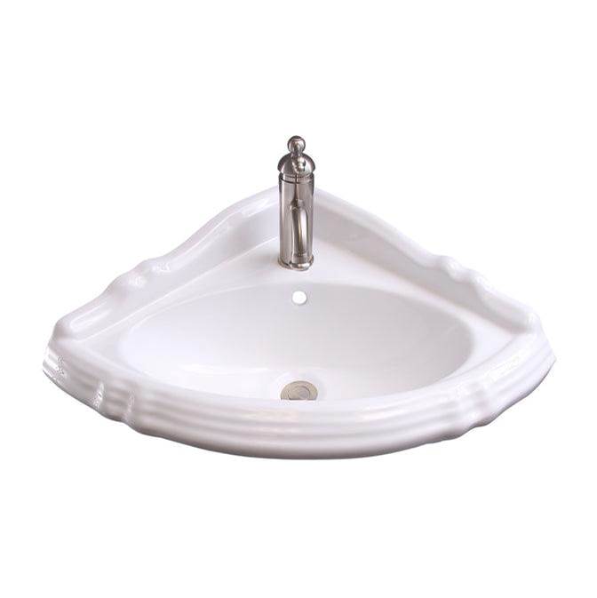 Barclay Ethan Corner Wall Hung w/OF1 Faucet Hole, White