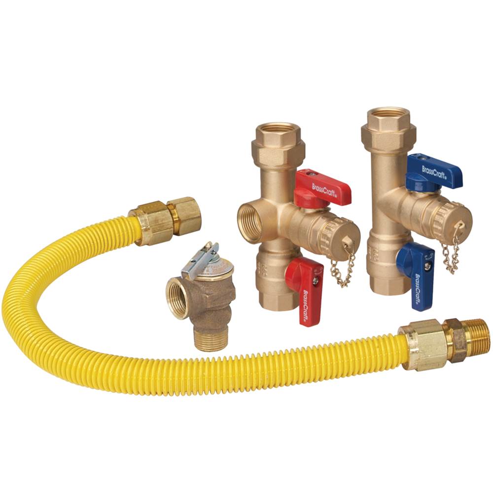 Brasscraft SWEAT X IPS SERVICE VALVE KIT INCL 3/4'' ID  X 24'' COATED GAS CONNECTOR and PRESSURE RELIEF VALVE