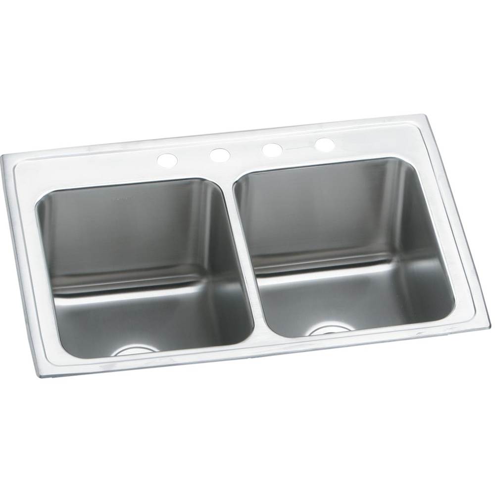 Elkay Lustertone Classic Stainless Steel 25'' x 19-1/2'' x 10-1/8'', 3-Hole Equal Double Bowl Drop-in Sink