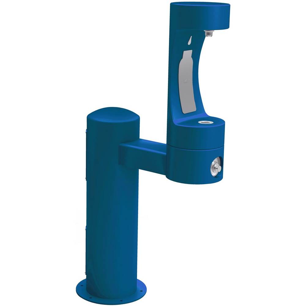 Elkay Outdoor ezH2O Bottle Filling Station Single Pedestal, Non-Filtered Non-Refrigerated Freeze Resistant Blue