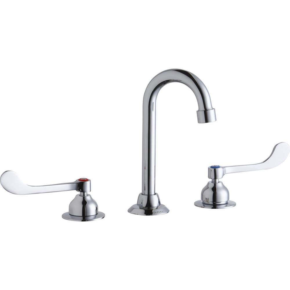 Elkay 8'' Centerset with Concealed Deck Faucet with 4'' Gooseneck Spout 6'' Wristblade Handles Chrome