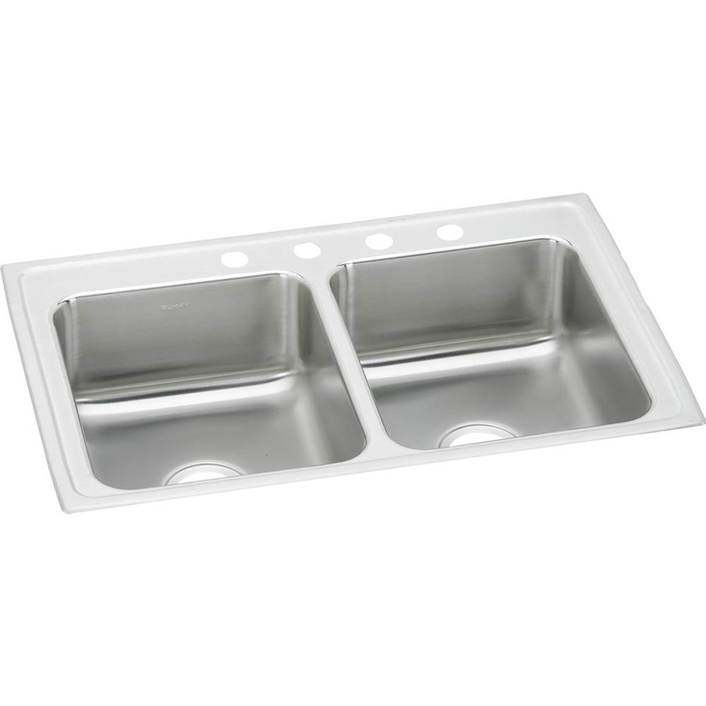 Elkay Lustertone Classic Stainless Steel 37'' x 22'' x 7-5/8'', 3-Hole Equal Double Bowl Drop-in Sink