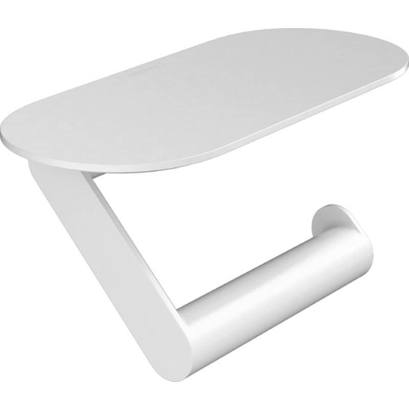 Hansgrohe WallStoris Toilet Paper Holder with Shelf in Matte White