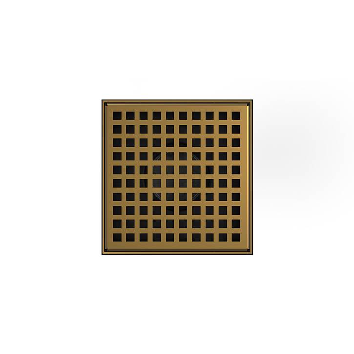 Infinity Drain 5'' x 5'' LQD 5 Squares Pattern Complete Kit in Satin Bronze with ABS Bonded Flange, 2'', 3'' and 4'' Outlet
