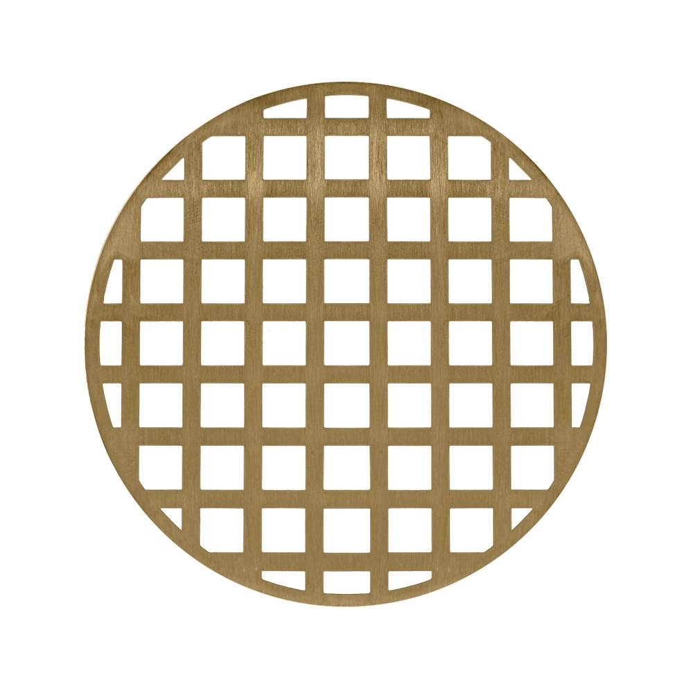 Infinity Drain 5'' Round Squares Pattern Decorative Plate for RQ 5, RQD 5, RQDB 5 in Satin Bronze