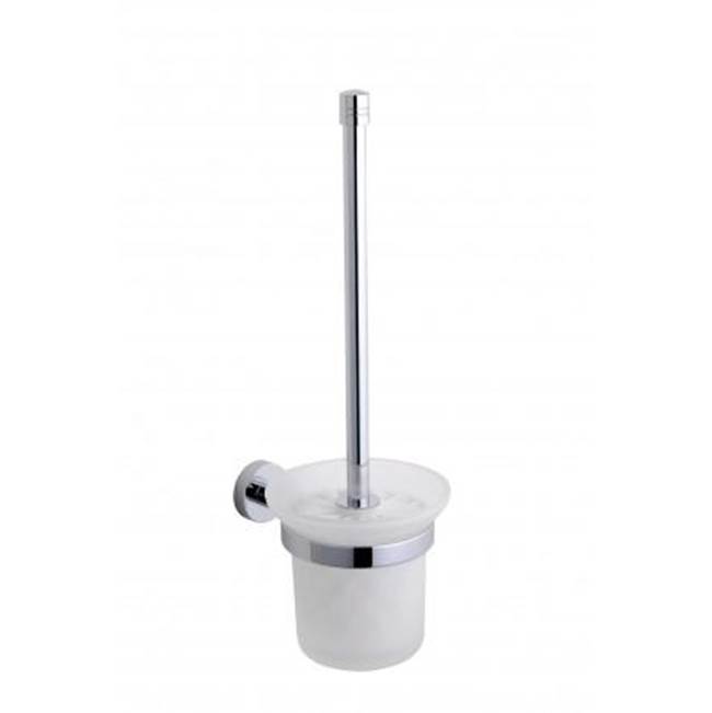 Kartners OSLO - Wall Mounted Toilet Brush Set with Frosted Glass-Glossy White