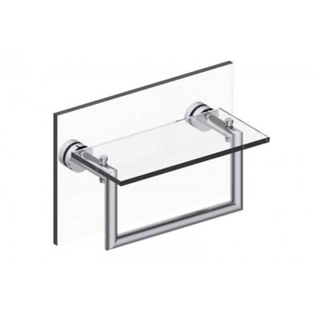 Kartners OSLO - 10-inch Glass Shelf with Towel Rail Through Glass-Brushed Gold