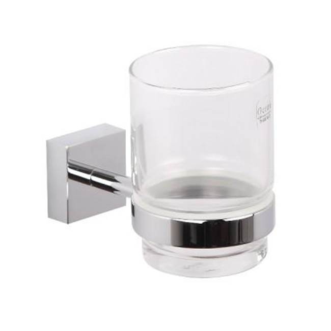 Kartners MADRID - Wall Mounted Bathroom Tumbler Cup & Toothbrush Holder with Frosted Glass-Antique Brass