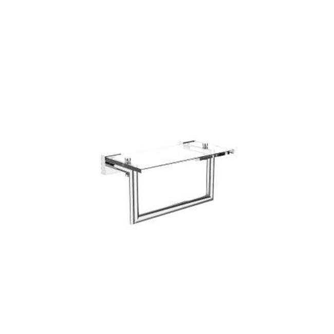 Kartners MADRID - 10-inch Glass Shelf  with Towel Rail-Polished Gold