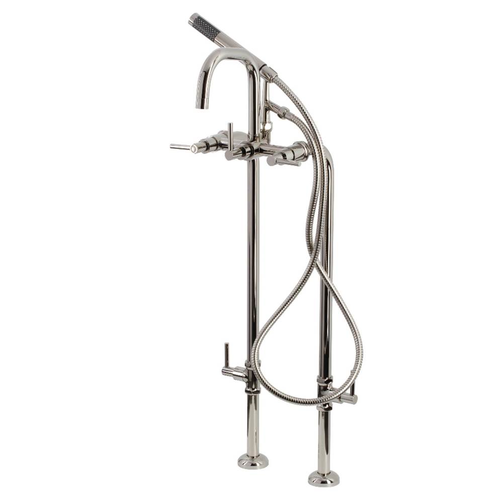 Kingston Brass Aqua Vintage Concord Freestanding Tub Faucet with Supply Line, Stop Valve, Polished Nickel
