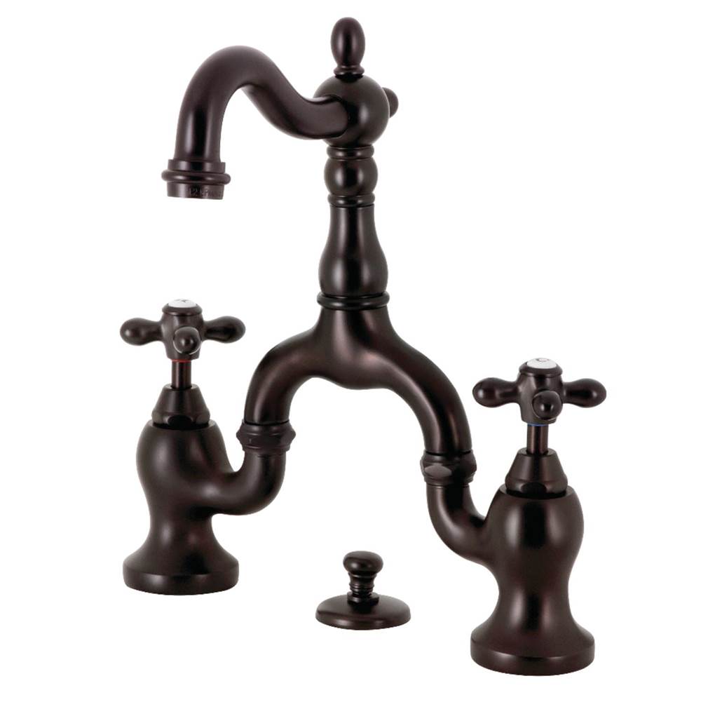 Kingston Brass Kingston Brass KS7975AX English Country Bridge Bathroom Faucet with Brass Pop-Up, Oil Rubbed Bronze