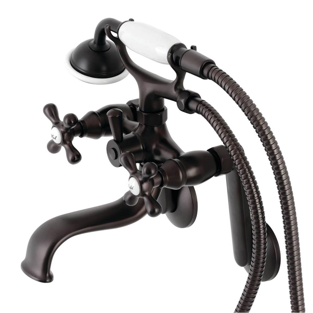 Kingston Brass Kingston Wall Mount Clawfoot Tub Faucet with Hand Shower, Oil Rubbed Bronze