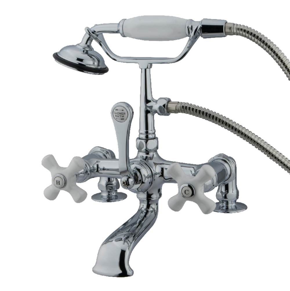 Kingston Brass Vintage 7-Inch Deck Mount Clawfoot Tub Faucet with Hand Shower, Polished Chrome