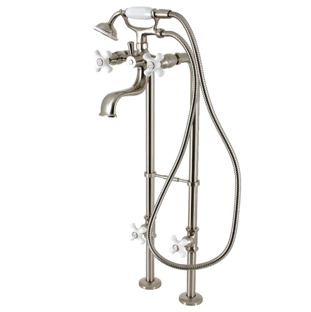 Kingston Brass Kingston Freestanding Clawfoot Tub Faucet Package with Supply Line, Brushed Nickel