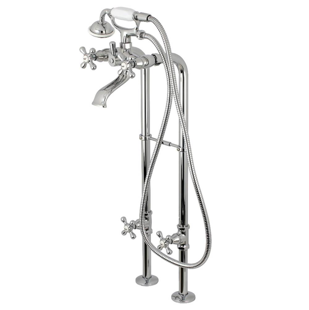 Kingston Brass Kingston Freestanding Tub Faucet with Supply Line and Stop Valve, Polished Chrome