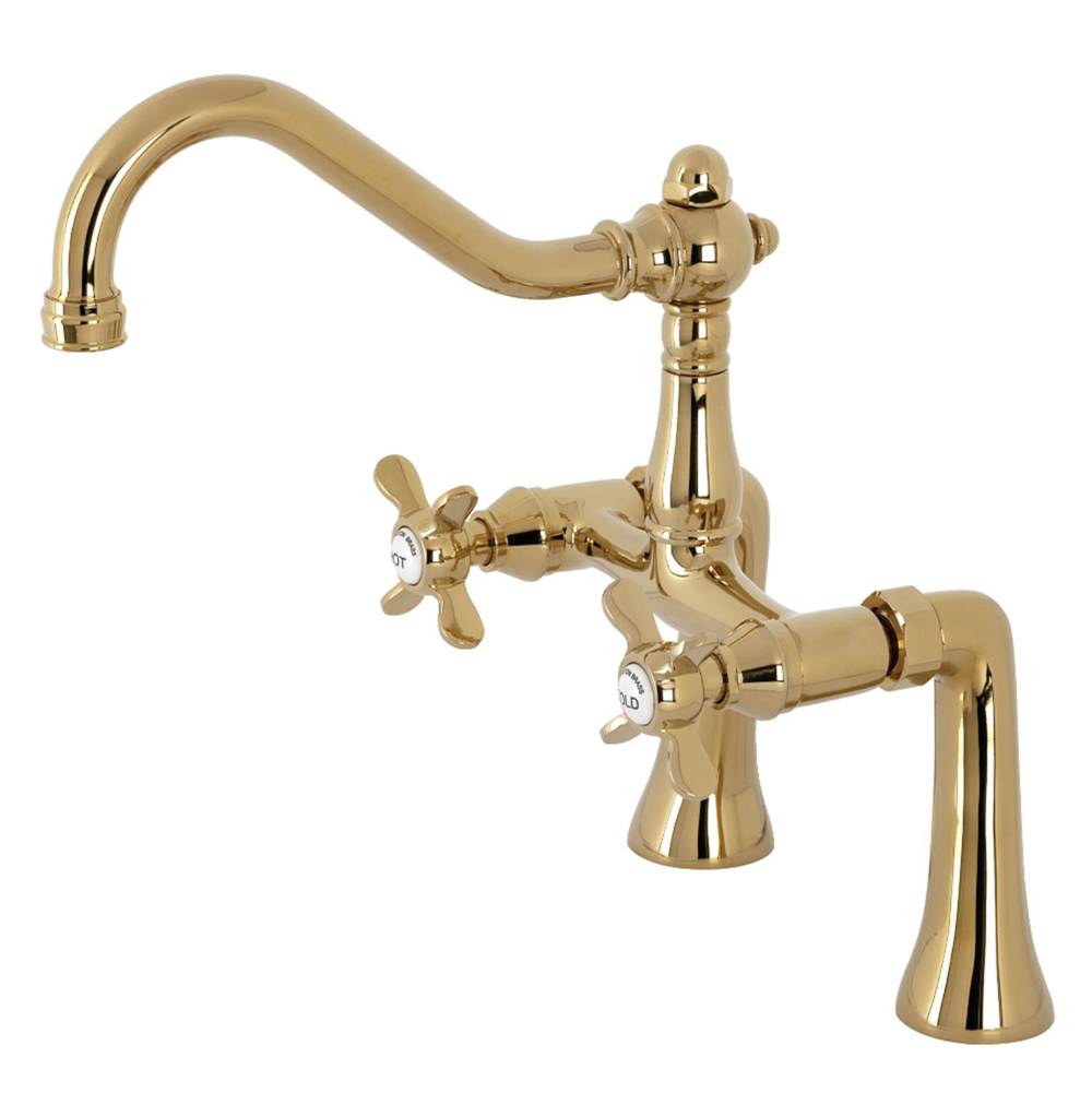 Kingston Brass Essex 7-Inch Center Deck Mount Clawfoot Tub Faucet, Polished Brass
