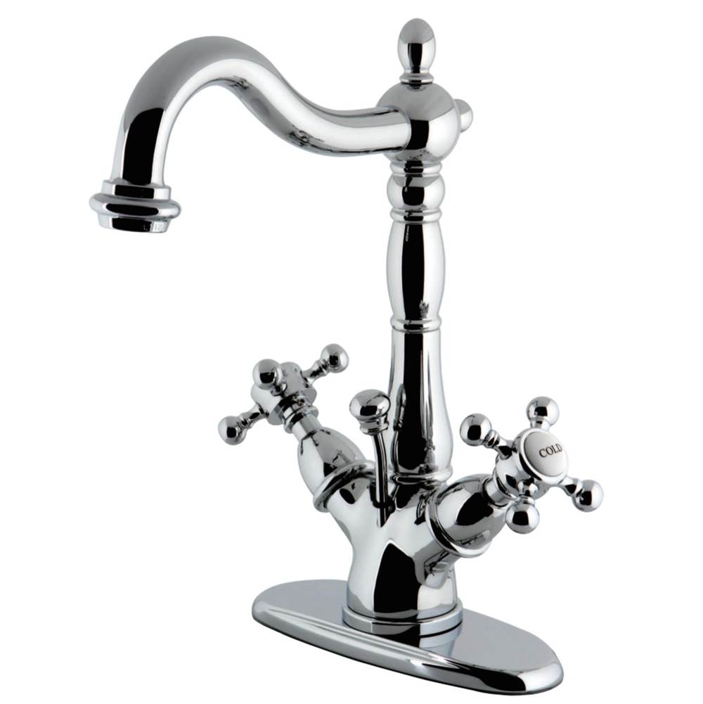 Kingston Brass Vintage Two-Handle Bathroom Faucet with Brass Pop-Up and Cover Plate, Polished Chrome