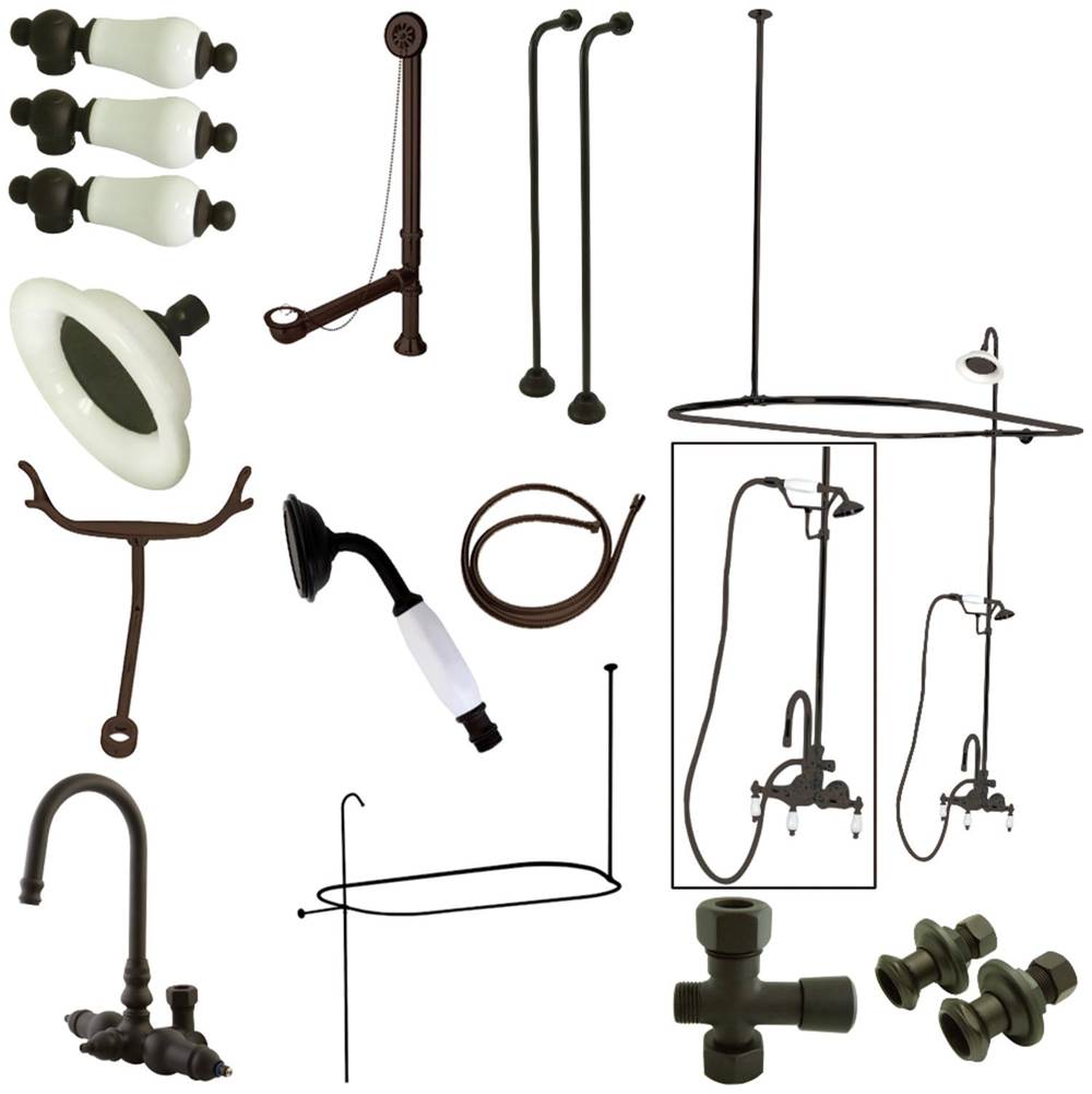 Kingston Brass Vintage High-Arc Gooseneck Clawfoot Tub Faucet Package, Oil Rubbed Bronze