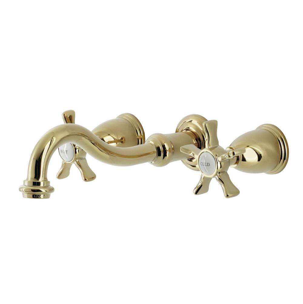 Kingston Brass Hamilton Two-Handle Wall Mount Bathroom Faucet, Polished Brass