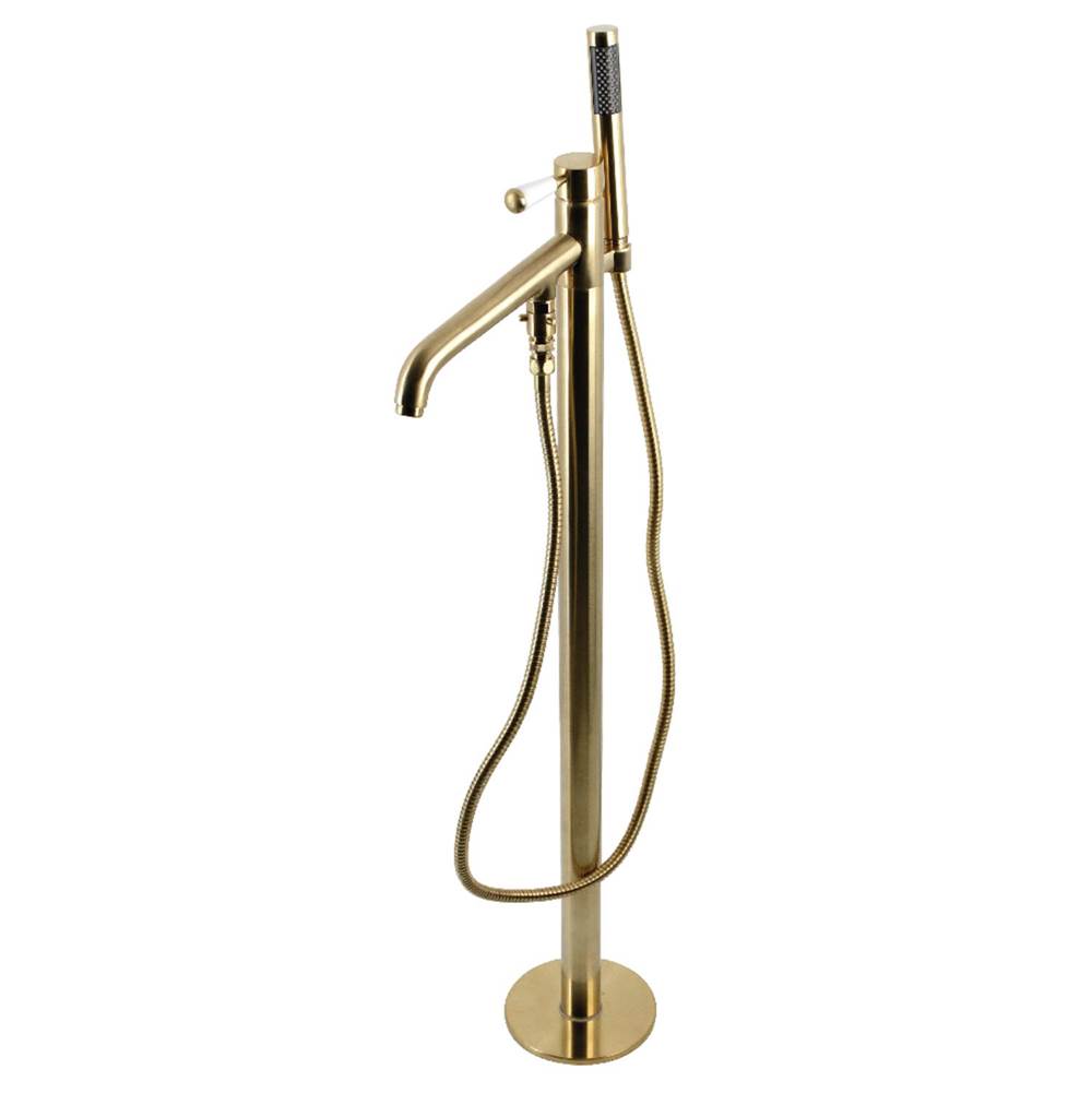 Kingston Brass Paris Freestanding Tub Faucet with Hand Shower, Brushed Brass