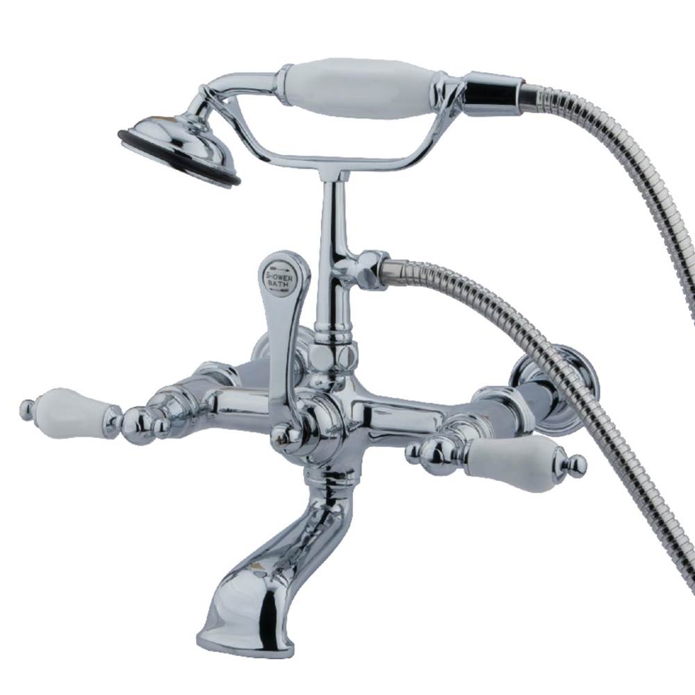 Kingston Brass Vintage 7-Inch Wall Mount Tub Faucet with Hand Shower, Polished Chrome