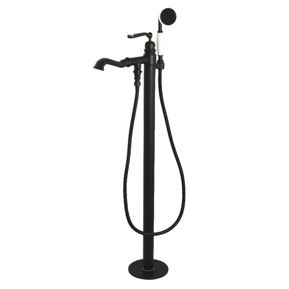 Kingston Brass Royale Freestanding Tub Faucet with Hand Shower, Matte Black