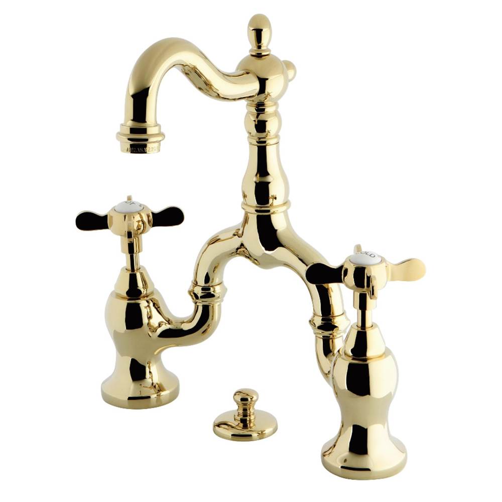 Kingston Brass Essex Bridge Bathroom Faucet with Brass Pop-Up, Polished Brass