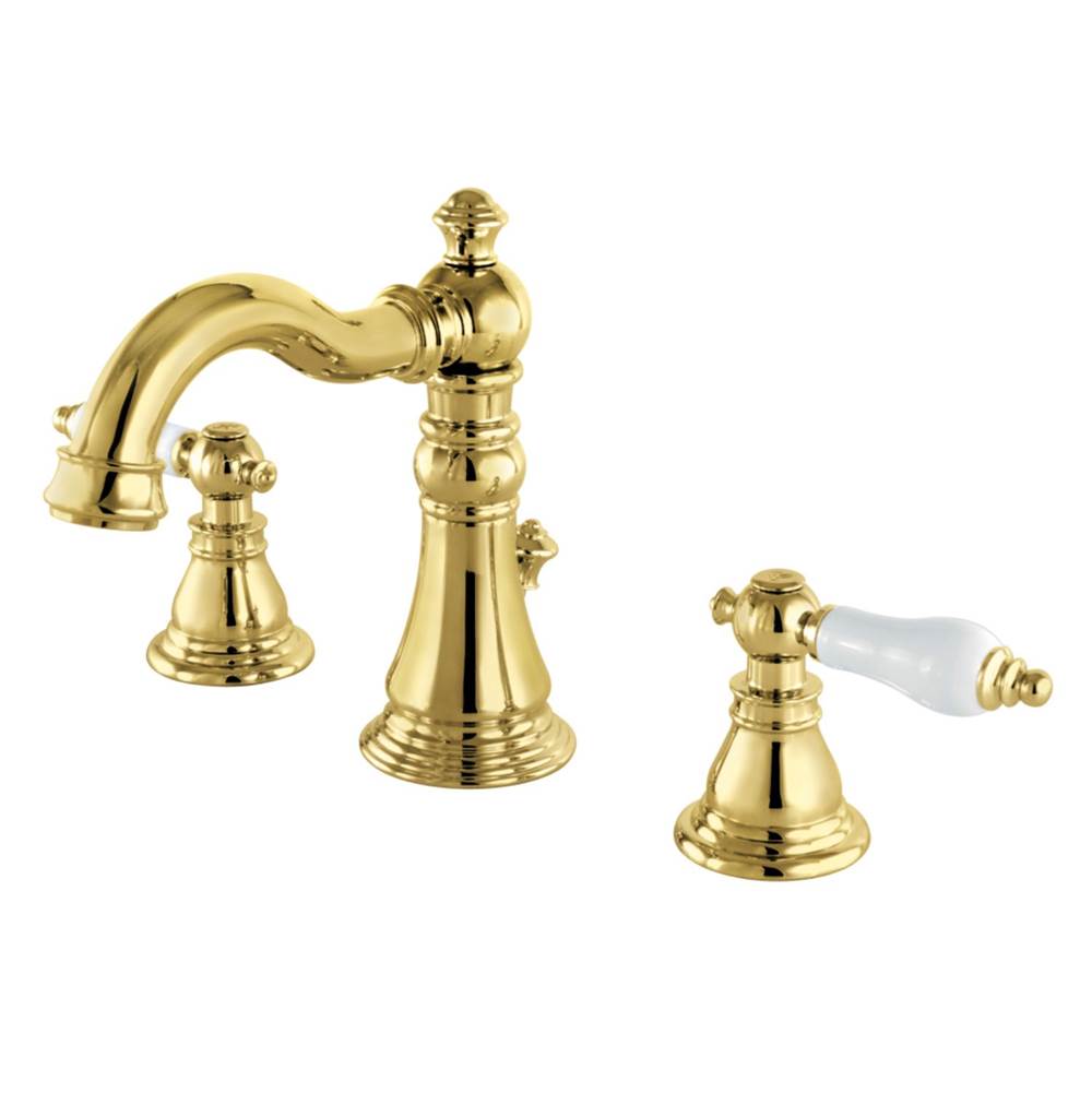 Kingston Brass Fauceture American Patriot Widespread Bathroom Faucet, Polished Brass