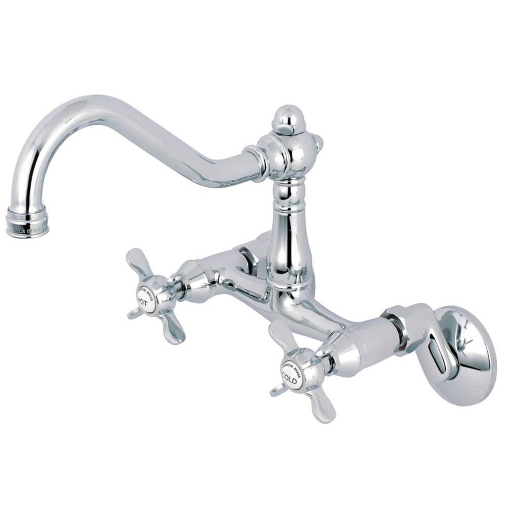 Kingston Brass 6-Inch Adjustable Center Wall Mount Kitchen Faucet, Polished Chrome