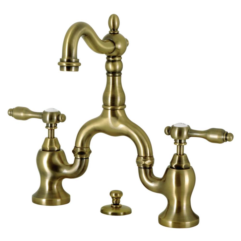 Kingston Brass Kingston Brass KS7973TAL Tudor Bridge Bathroom Faucet with Brass Pop-Up, Antique Brass