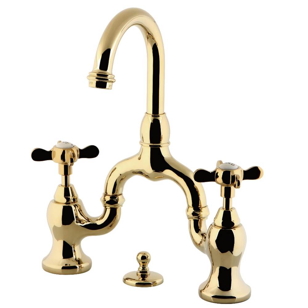 Kingston Brass Essex Bridge Bathroom Faucet with Brass Pop-Up, Polished Brass