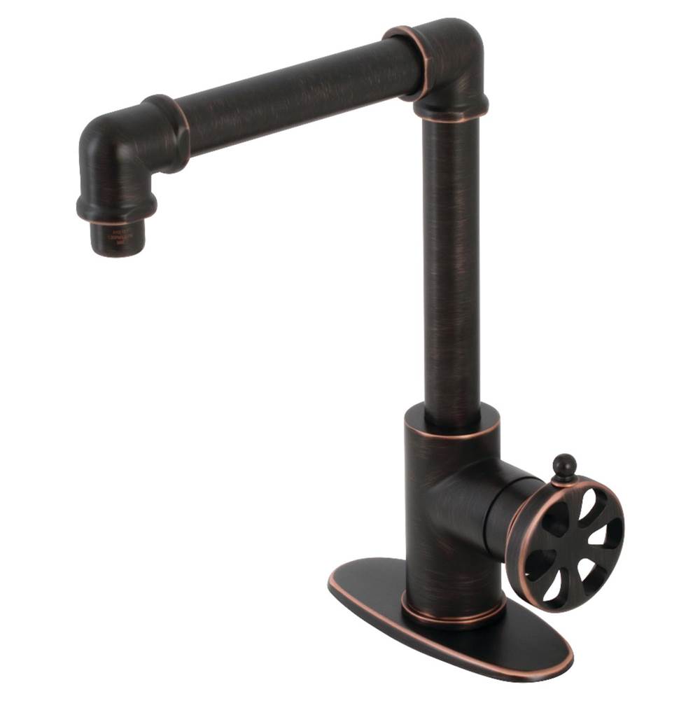 Kingston Brass Single-Handle 1-Hole Deck Mount Bathroom Faucet with Push Pop-Up in Naples Bronze