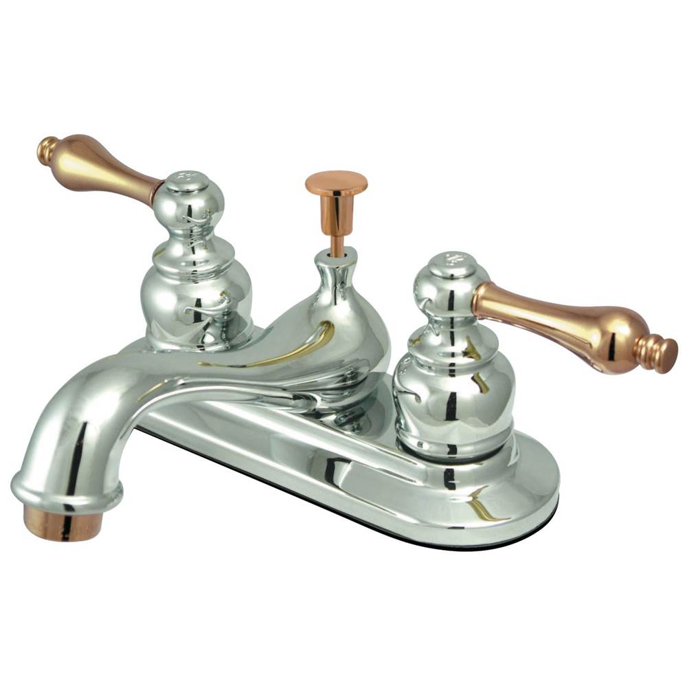 Kingston Brass Restoration 4 in. Centerset Bathroom Faucet, Polished Chrome/Polished Brass