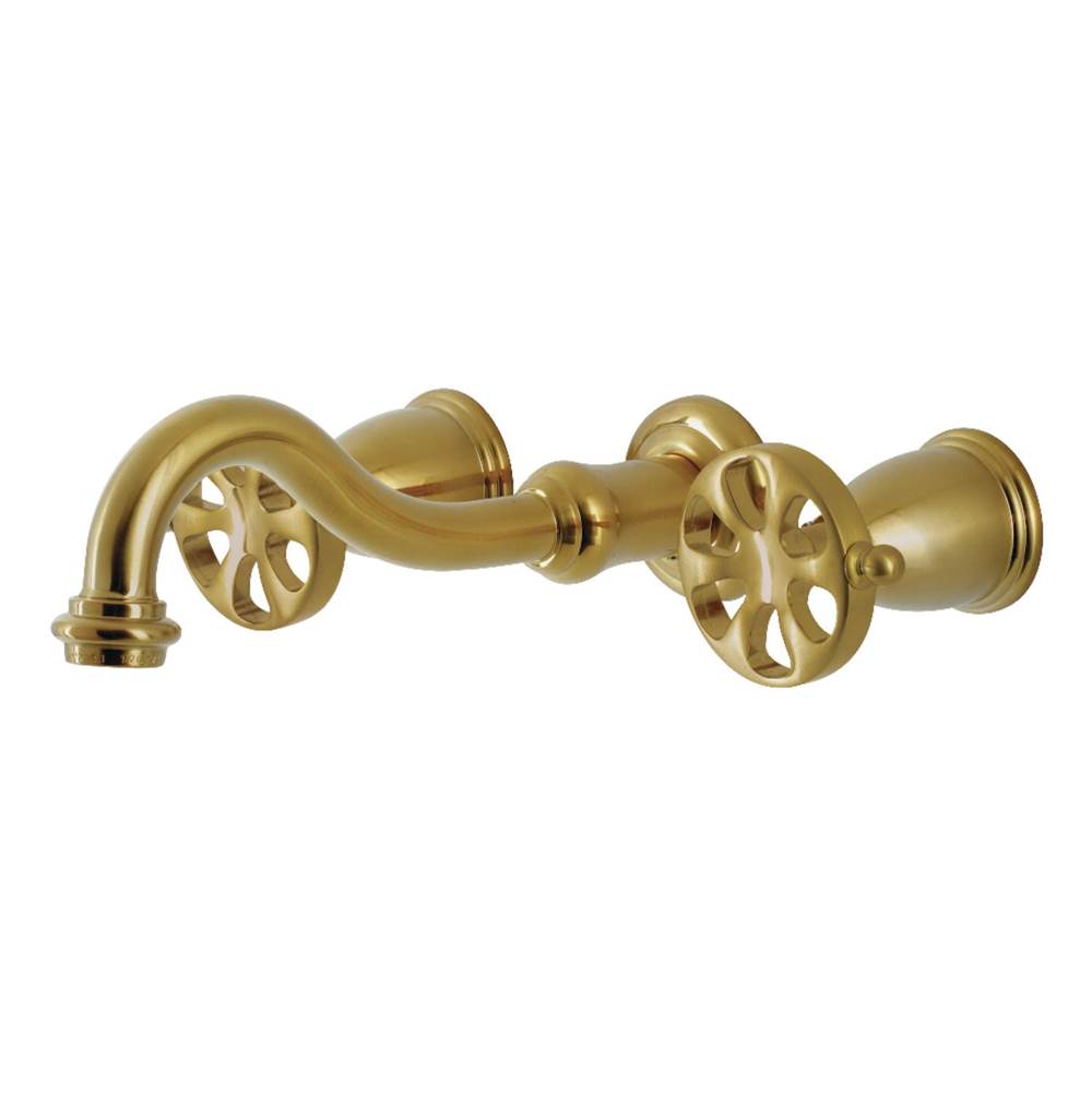 Kingston Brass Belknap Two-Handle Wall Mount Bathroom Faucet, Brushed Brass