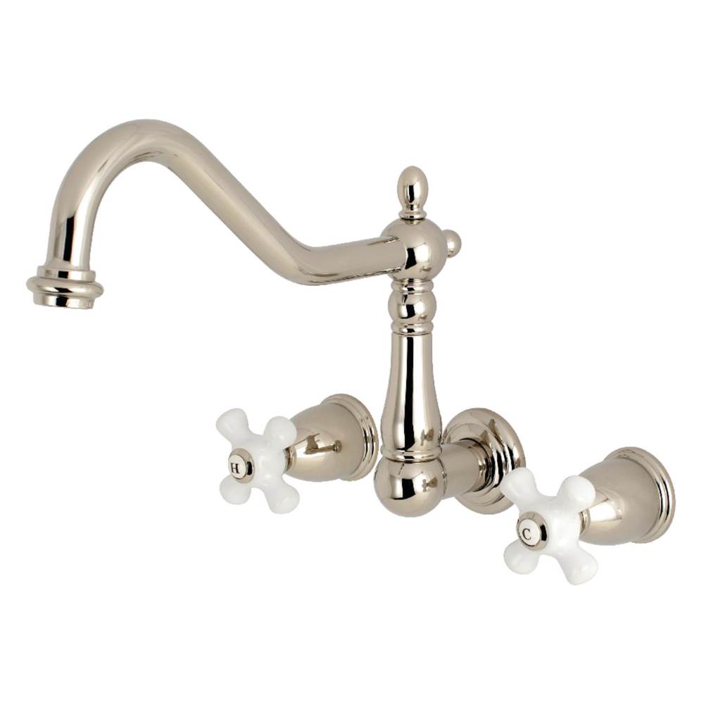 Kingston Brass Heritage Wall Mount Kitchen Faucet, Polished Nickel