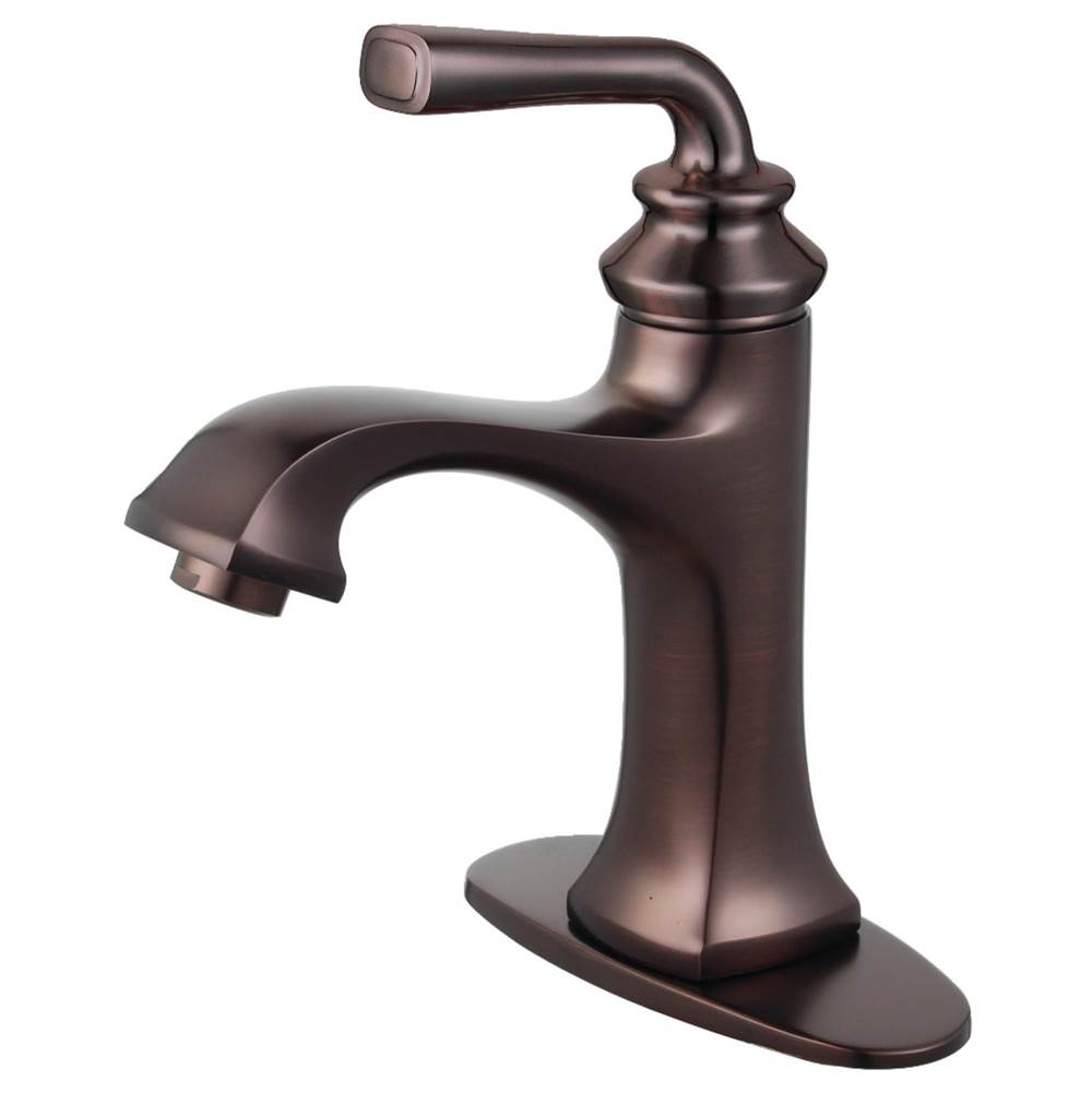 Kingston Brass Fauceture Restoration Single-Handle Bathroom Faucet with Push-Up Drain and Deck Plate, Oil Rubbed Bronze