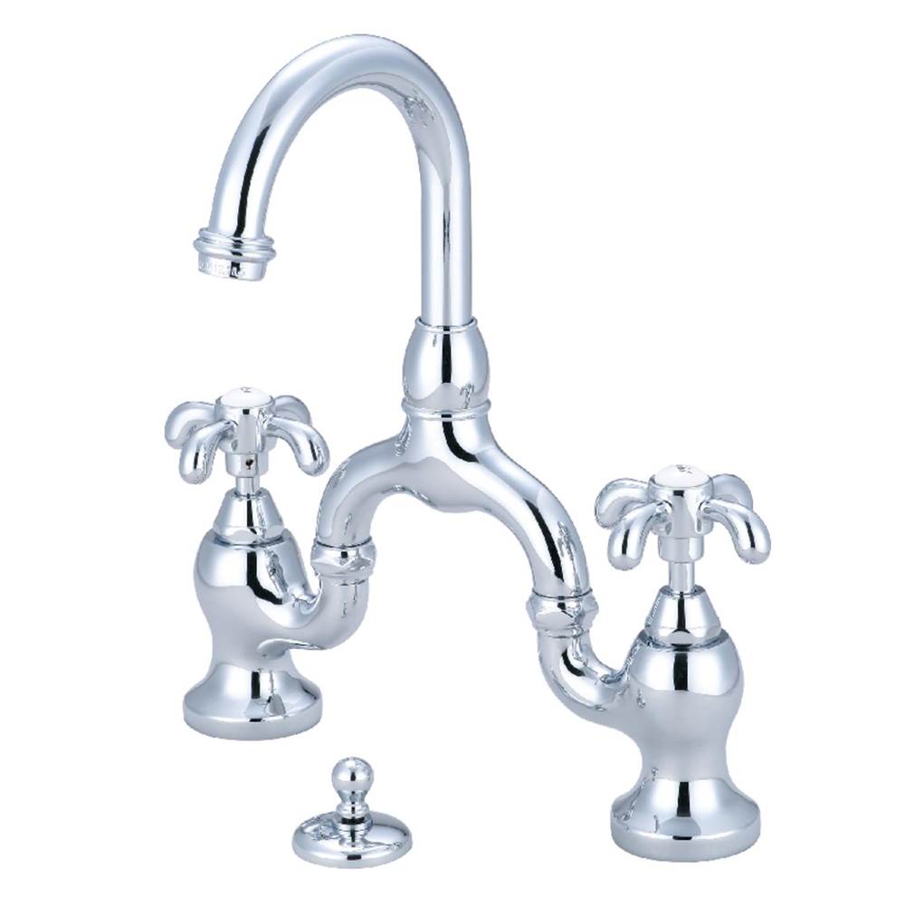 Kingston Brass French Country Bridge Bathroom Faucet with Brass Pop-Up, Polished Chrome