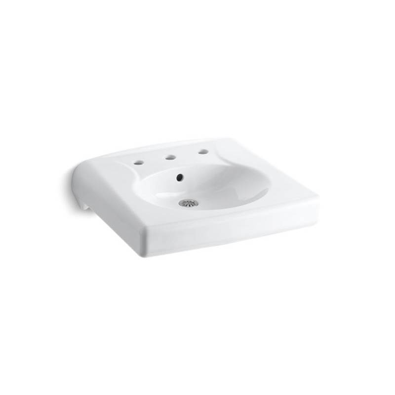 Kohler Brenham™ Wall-mounted or concealed carrier arm mounted commercial bathroom sink with widespread faucet holes