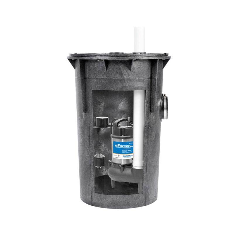 Mainline Collection 1/2 HP Stainless Steel Sewage Pump/Basin Kit (18'' x 30'')