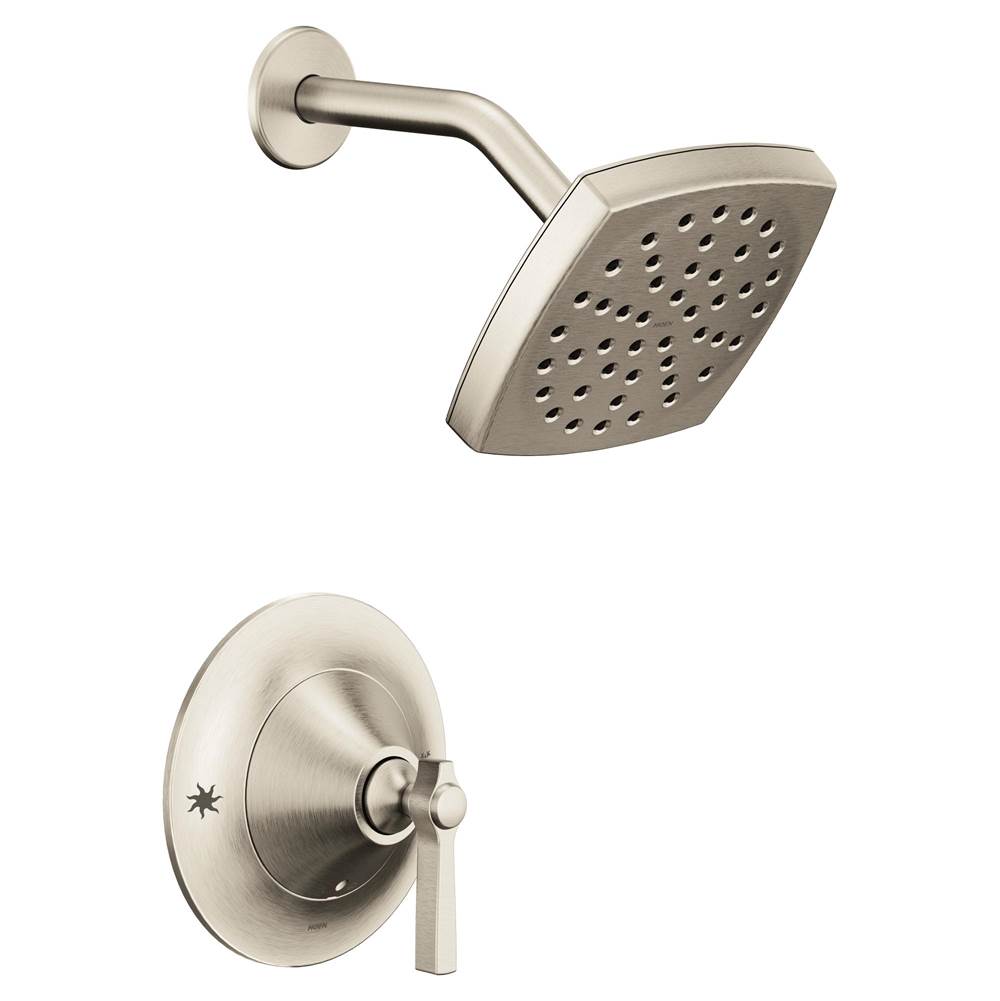 Moen Flara Posi-Temp Rain Shower 1-Handle Shower Only Faucet Trim Kit in Brushed Nickel (Valve Sold Separately)