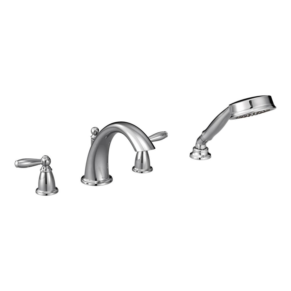 Moen Brantford 2-Handle Deck-Mount Roman Tub Faucet Trim Kit with Hand Shower in Chrome (Valve Sold Separately)