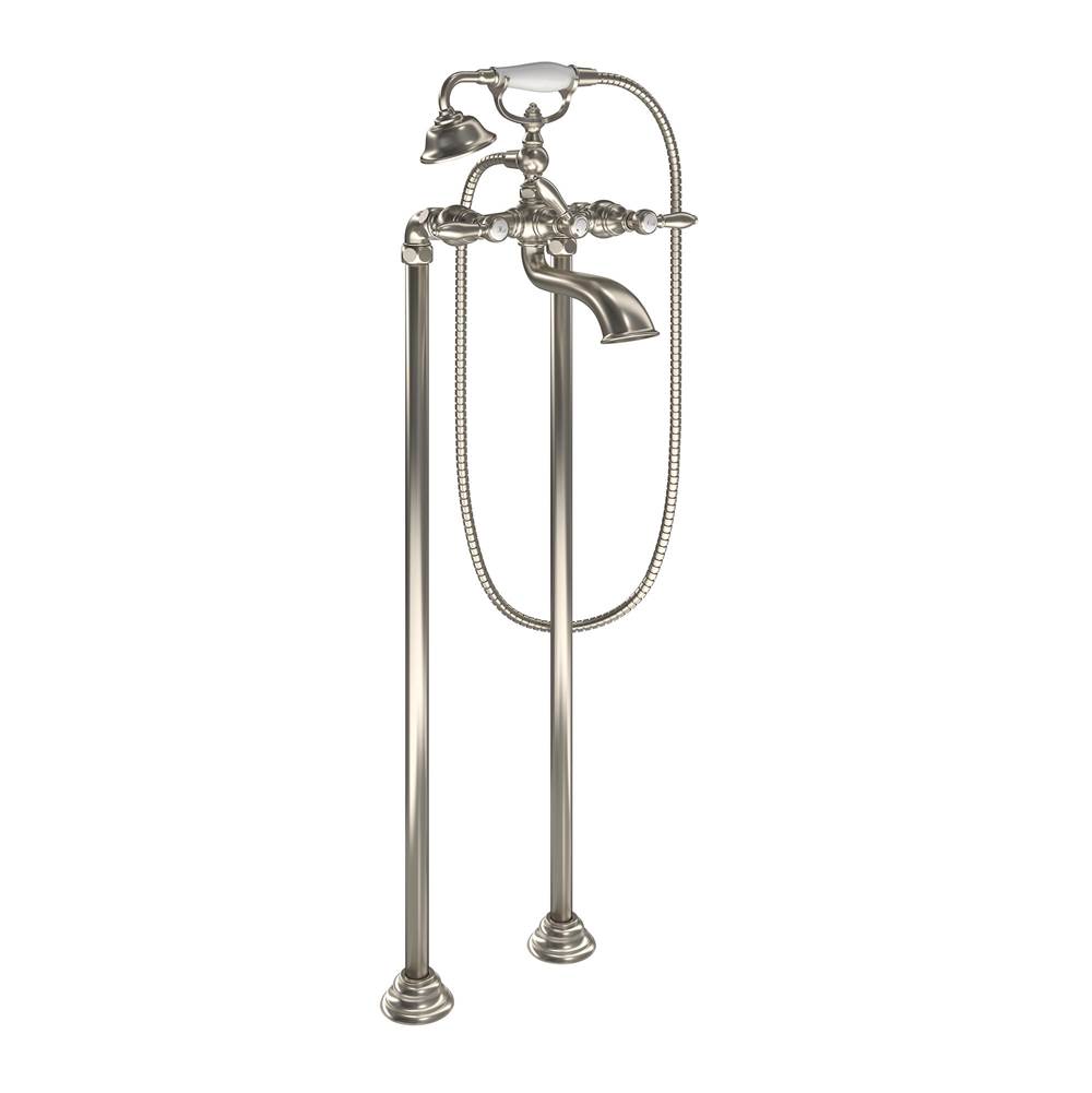 Moen Weymouth Two Handle Tub Filler with Lever-Handles and Handshower, Brushed Nickel