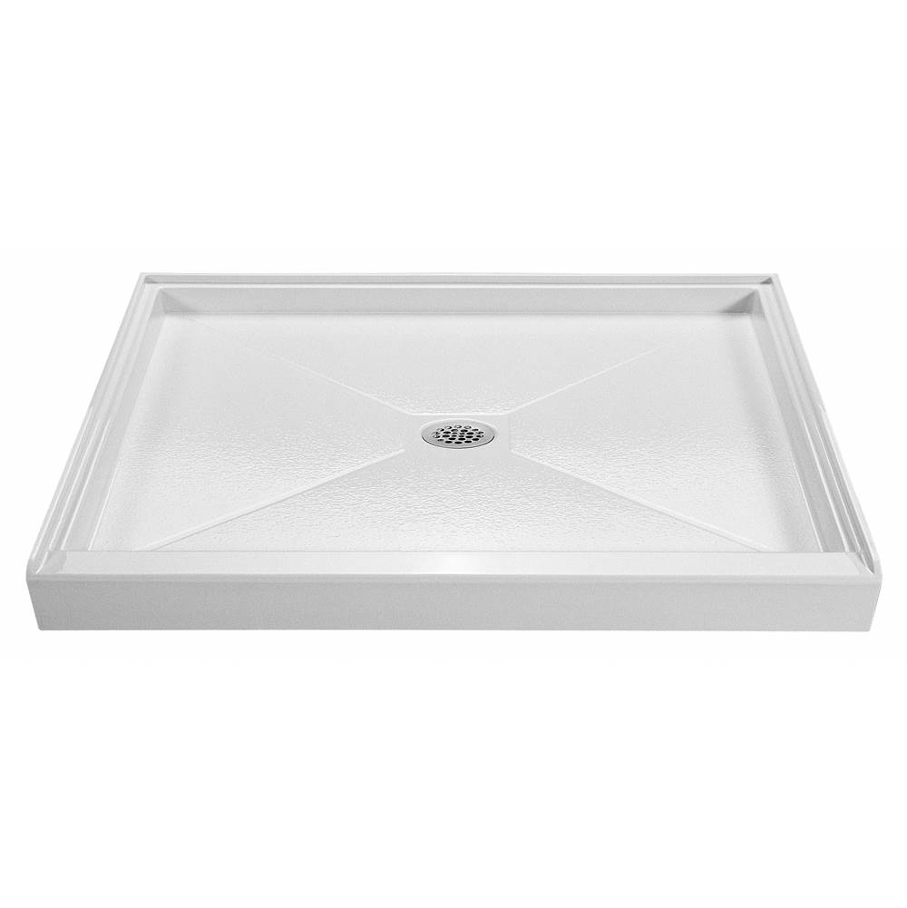 MTI Baths 6042 Acrylic Cxl Center Drain 60'' Threshold 3-Sided Integral Tile Flange - White
