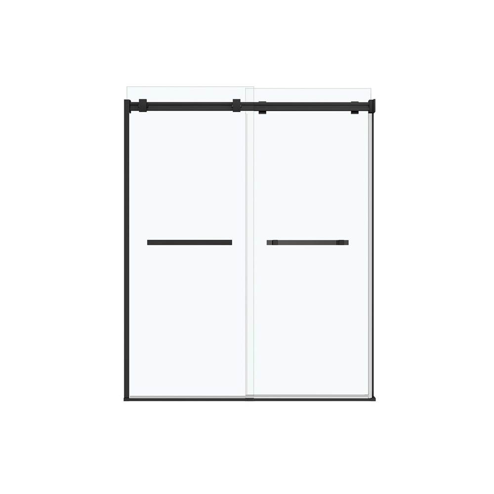 Maax Duel 56-58 1/2 x 70 1/2-74 in. 8mm Sliding Shower Door for Alcove Installation with Clear glass in Matte Black