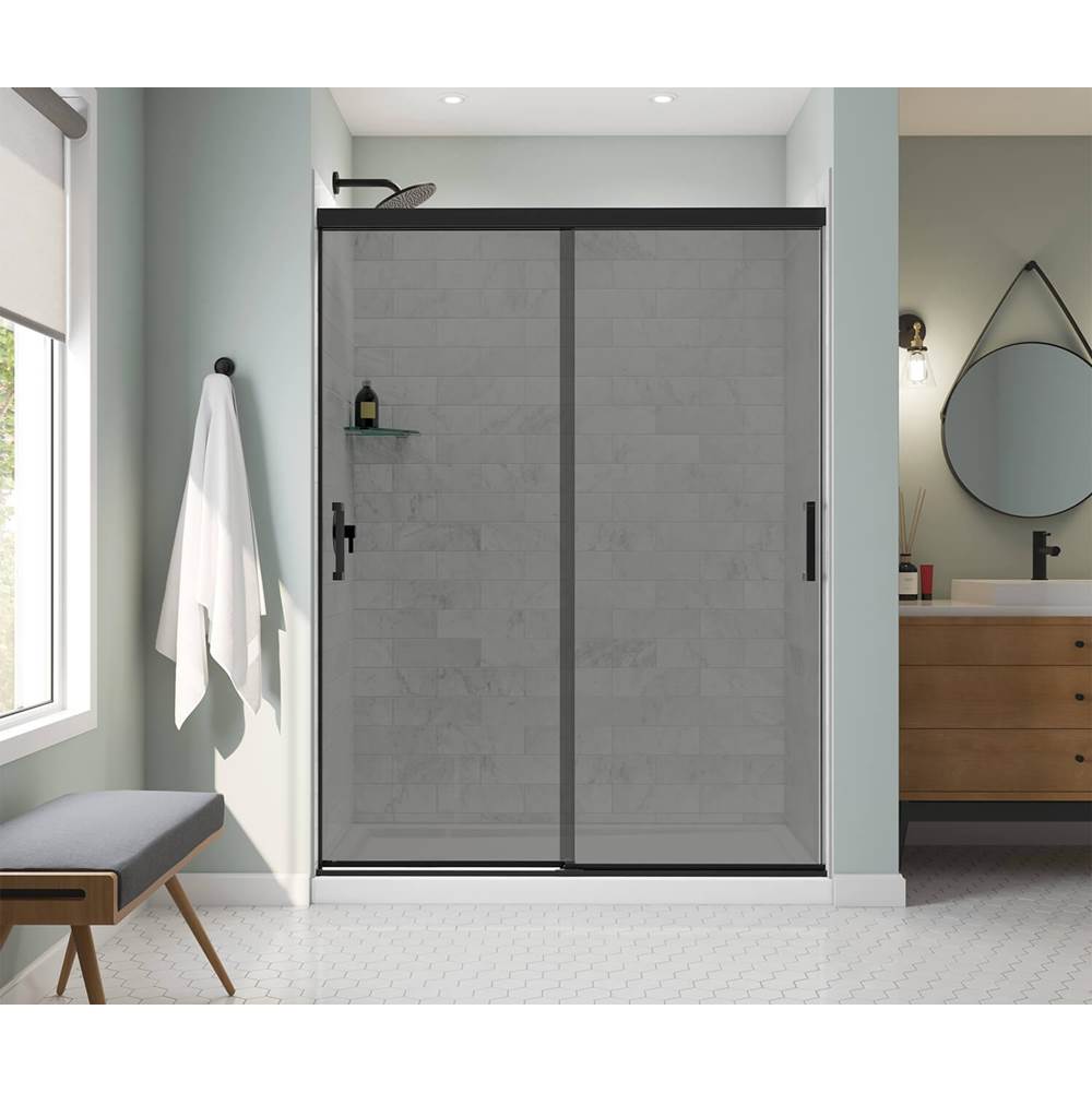 Maax Incognito 76 Smoke 56-59 x 76 in. 8mm Sliding Shower Door for Alcove Installation with Light Smoke glass in Matte Black