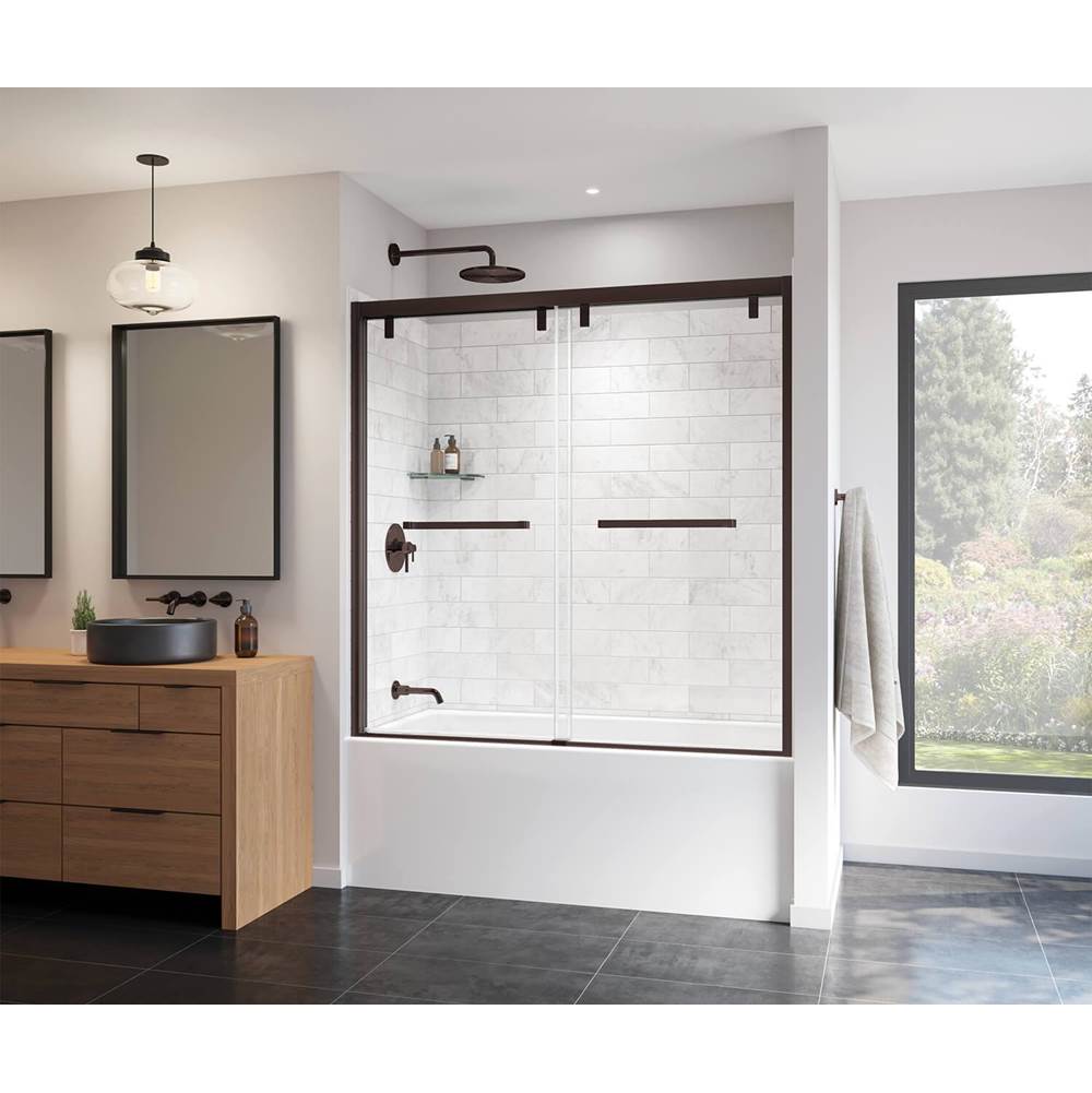Maax Uptown 56-59 x 58 in. 8 mm Bypass Tub Door for Alcove Installation with Clear glass in Dark Bronze